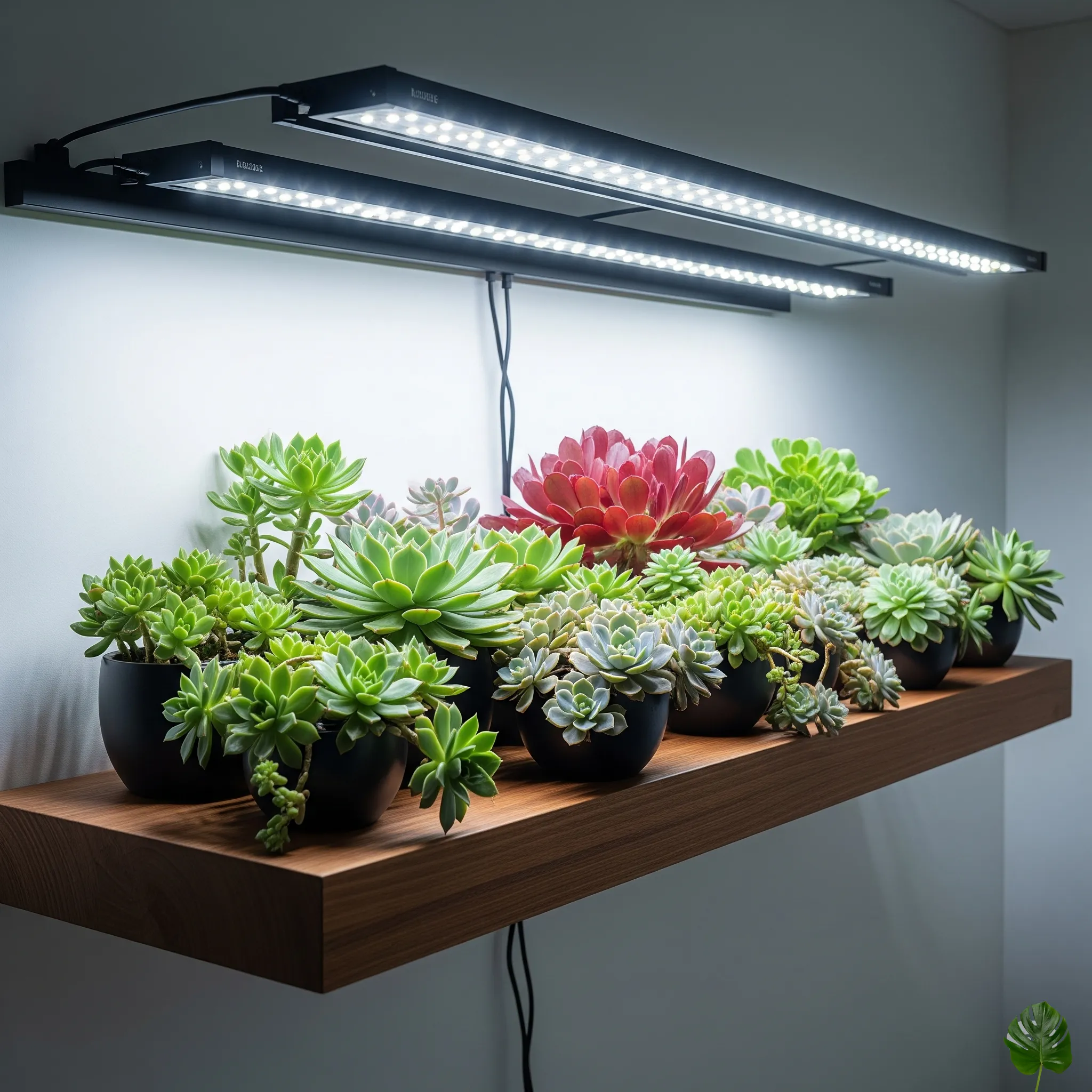  Indoor succulent shelf with LED grow lights