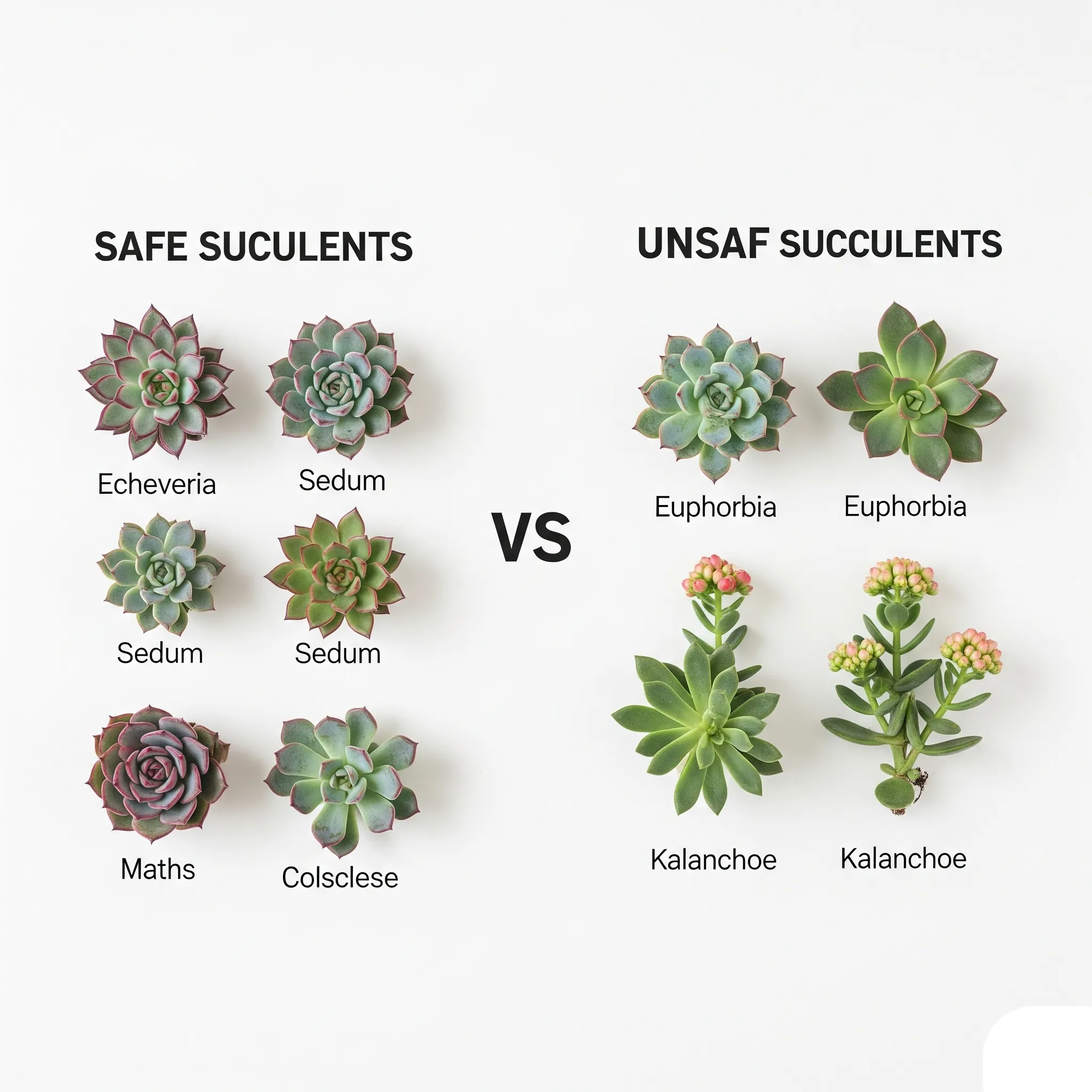 labeled safe and unsafe succulents
