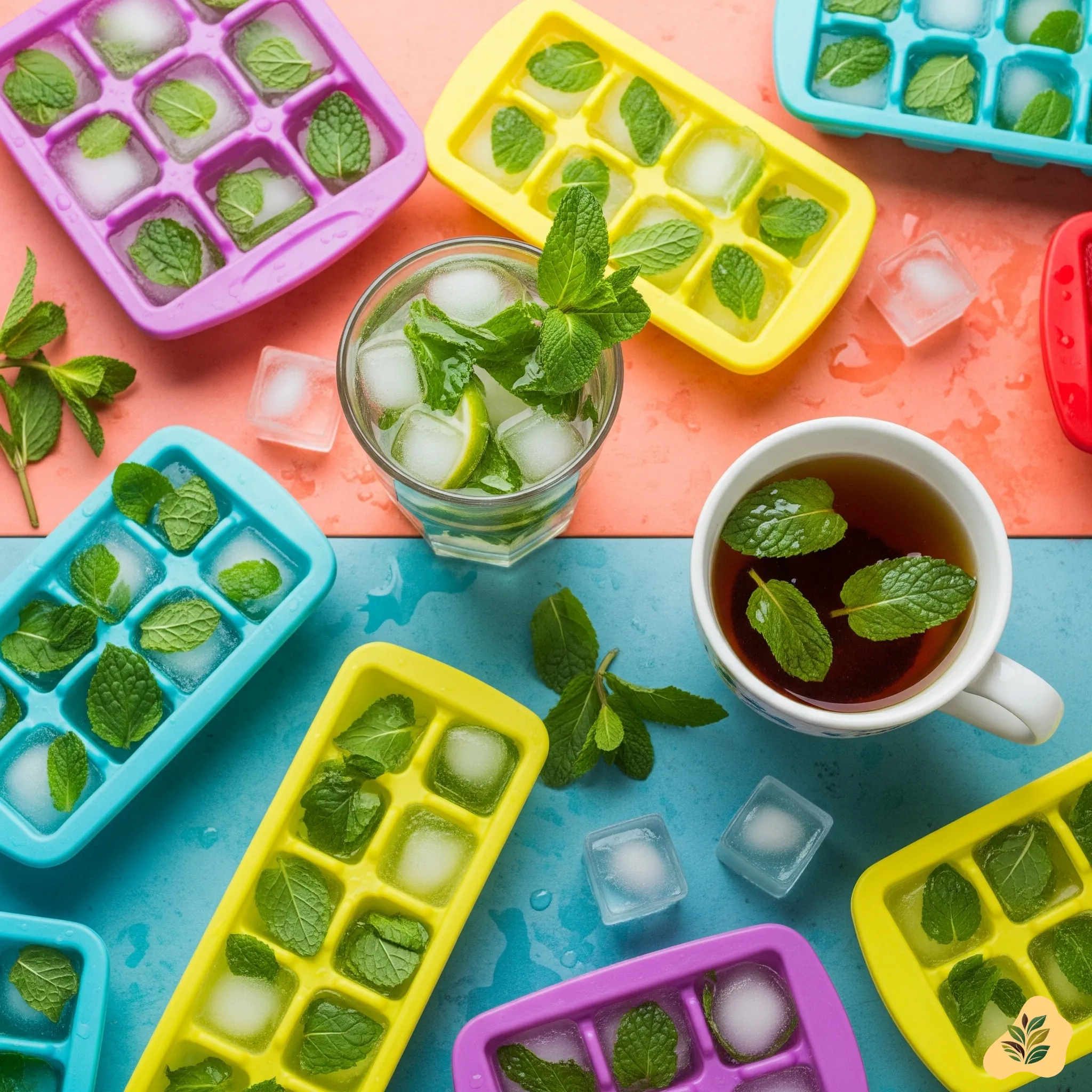 fresh mint leaves in tea, mojito