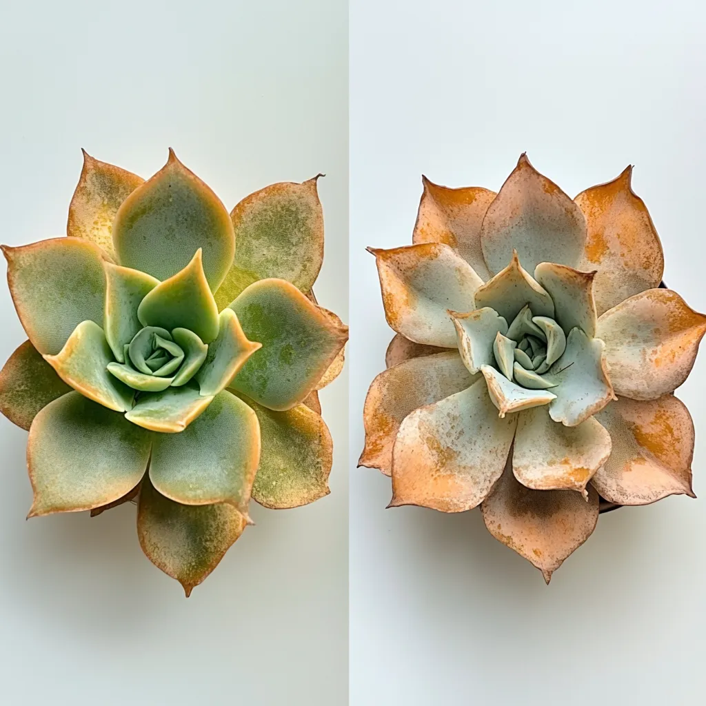 overwatered vs underwatered Echeveria leaves 