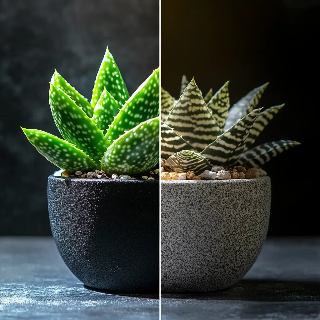 comparison of Haworthia and Zebra Plant